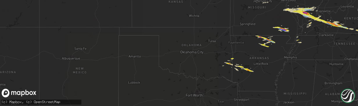 Hail map in Oklahoma on March 12, 2020