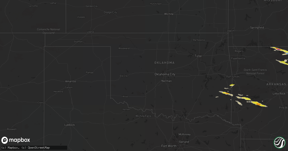 Hail map in Oklahoma on March 12, 2020