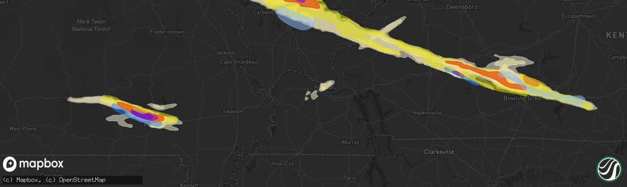 Hail map in Paducah, KY on March 12, 2020