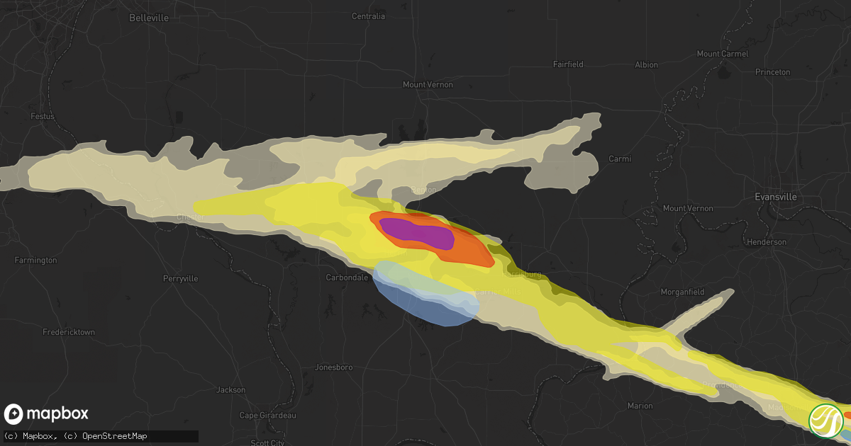 Hail map in West Frankfort, IL on March 12, 2020
