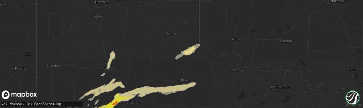 Hail map in Childress, TX on March 12, 2021