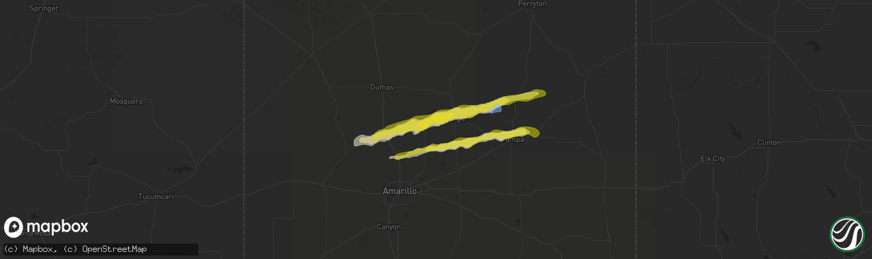 Hail map in Fritch, TX on March 12, 2021