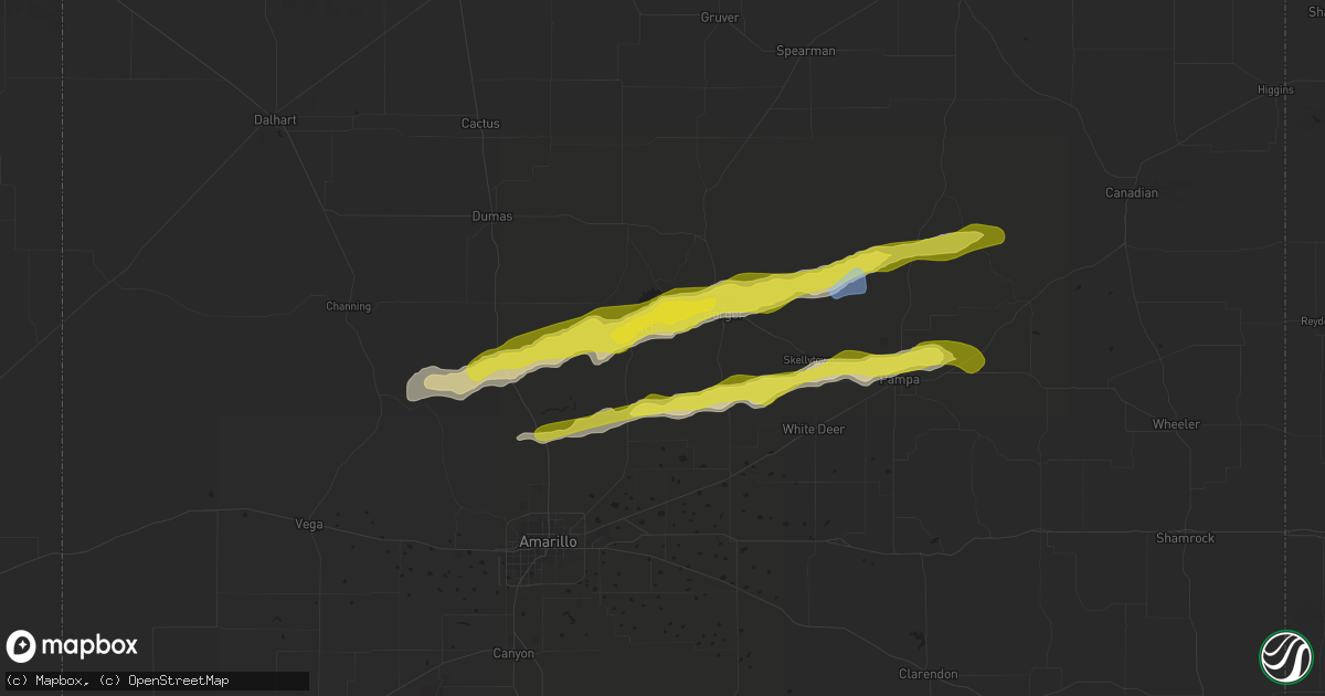 Hail map in Fritch, TX on March 12, 2021