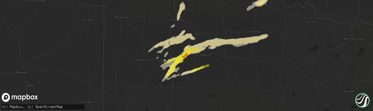 Hail map in Lorenzo, TX on March 12, 2021