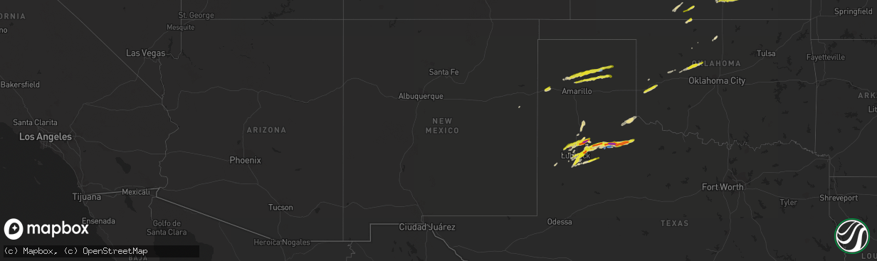 Hail map in New Mexico on March 12, 2021