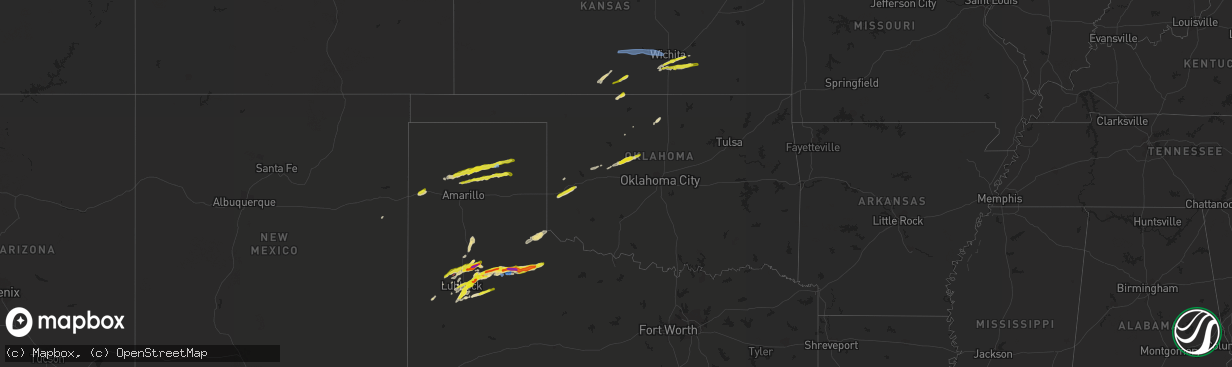 Hail map in Oklahoma on March 12, 2021