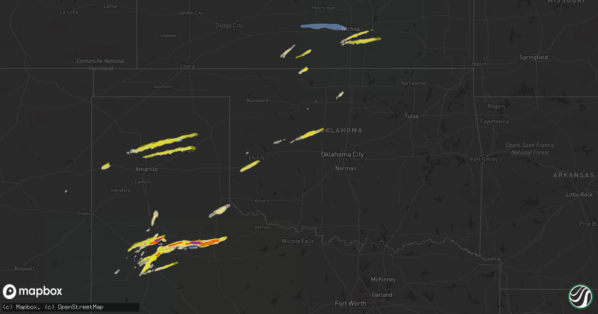 Hail map in Oklahoma on March 12, 2021