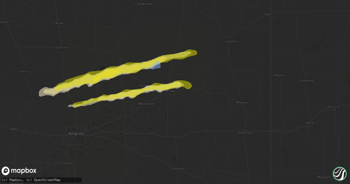 Hail map in Pampa, TX on March 12, 2021