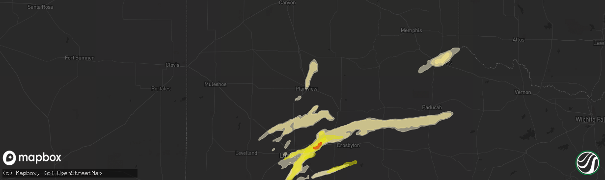 Hail map in Plainview, TX on March 12, 2021