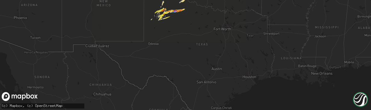 Hail map in Texas on March 12, 2021