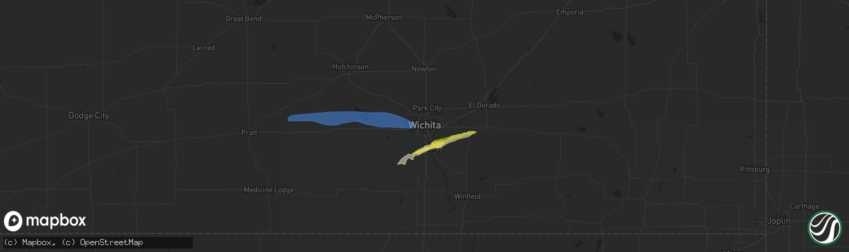 Hail map in Wichita, KS on March 12, 2021