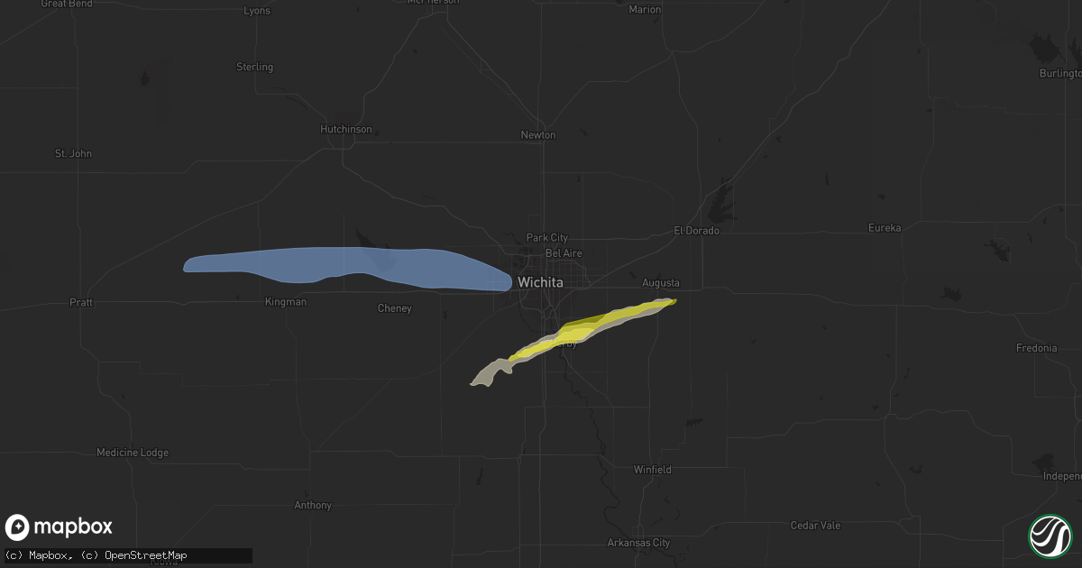 Hail map in Wichita, KS on March 12, 2021