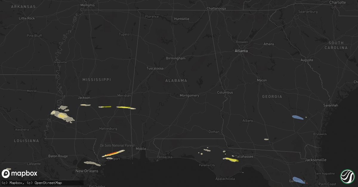 Hail map in Alabama on March 12, 2023