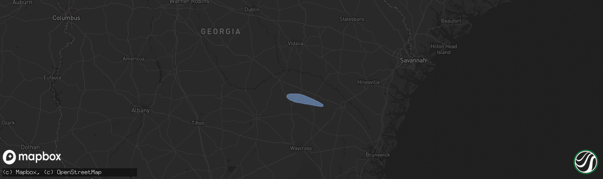 Hail map in Baxley, GA on March 12, 2023