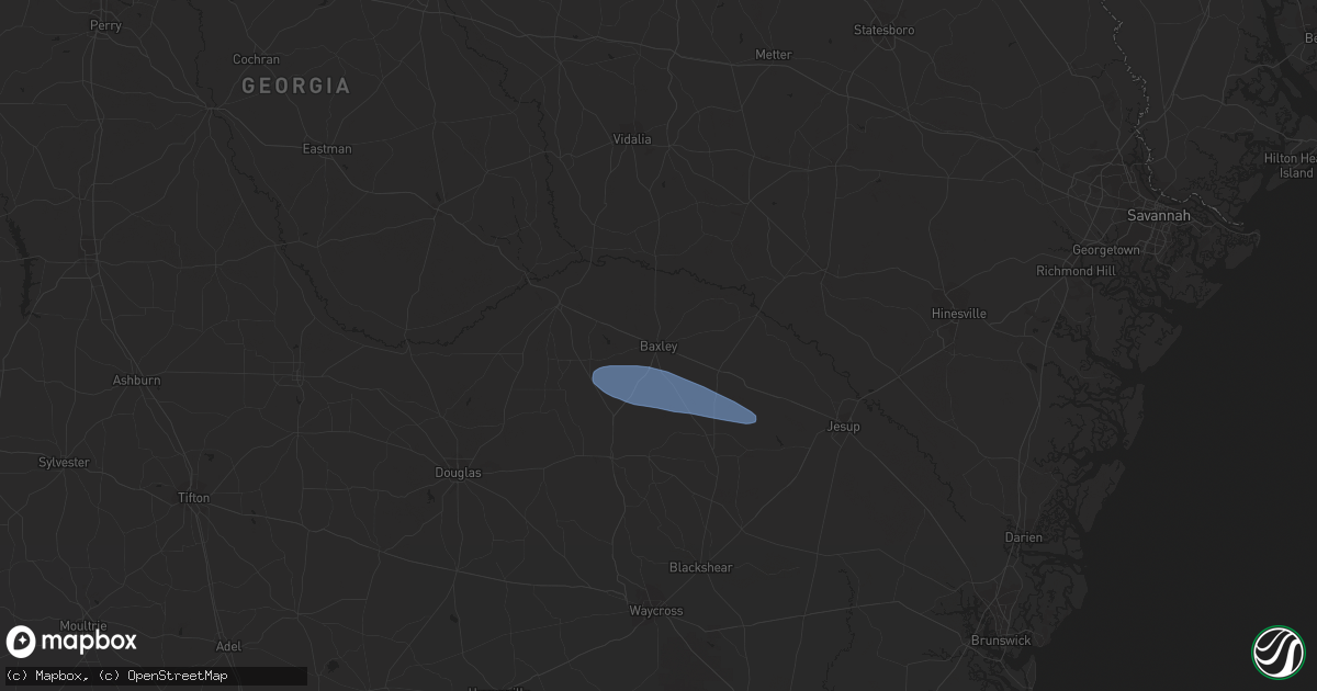 Hail map in Baxley, GA on March 12, 2023