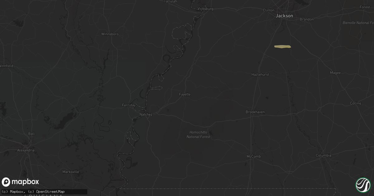 Hail map in Fayette, MS on March 12, 2023
