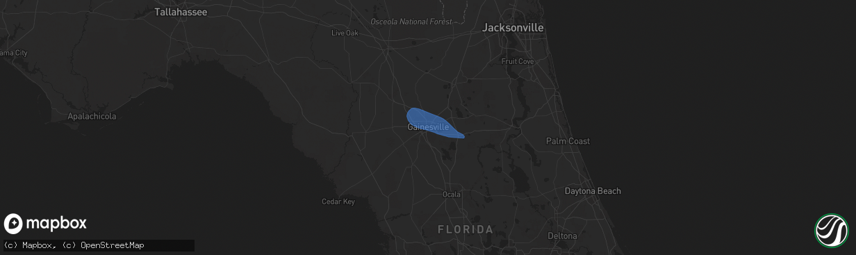 Hail map in Gainesville, FL on March 12, 2023