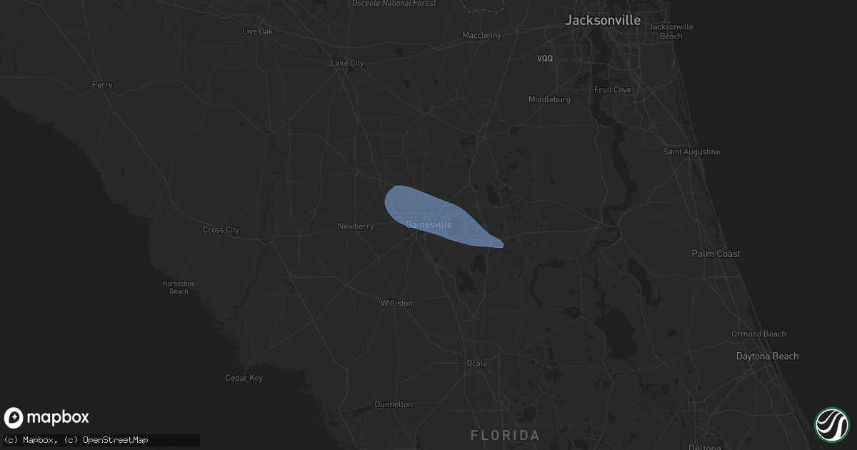 Hail map in Gainesville, FL on March 12, 2023