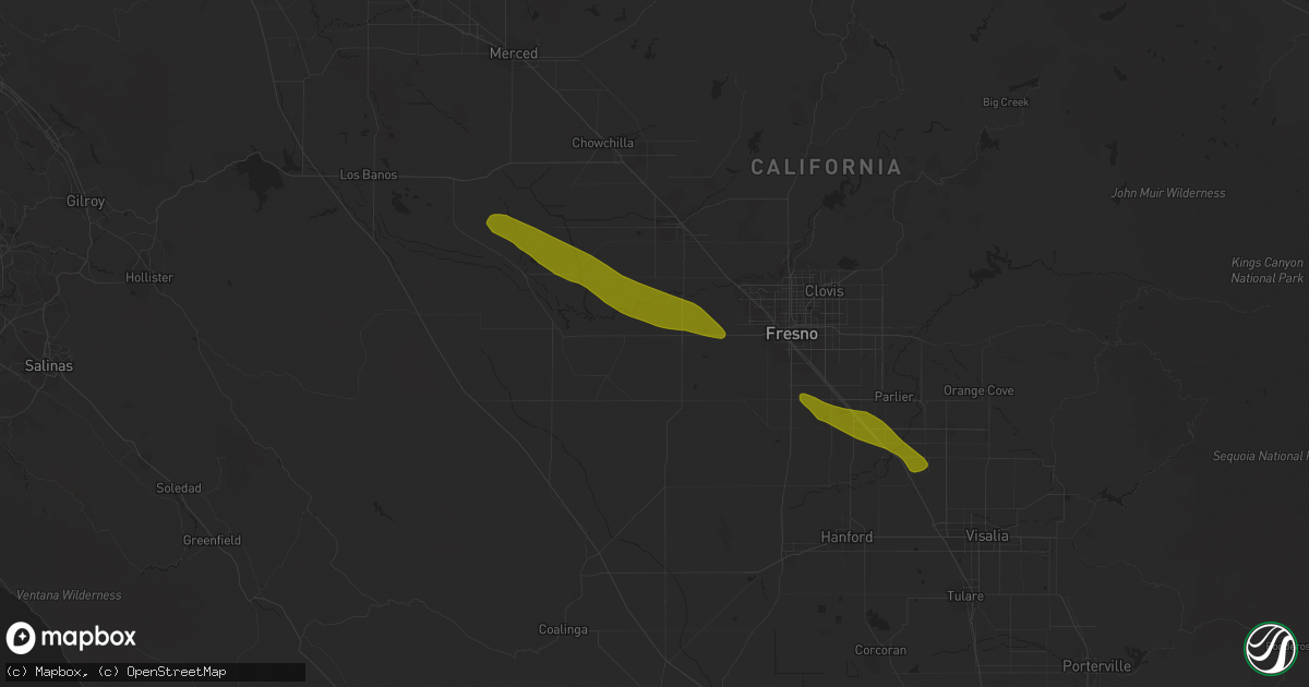 Hail map in Kerman, CA on March 12, 2023