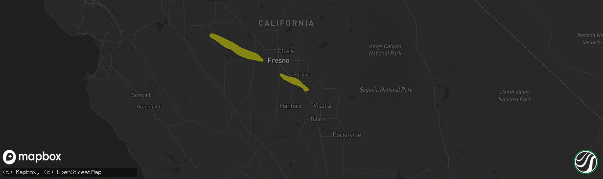 Hail map in Kingsburg, CA on March 12, 2023