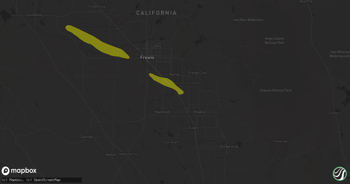 Hail map in Kingsburg, CA on March 12, 2023