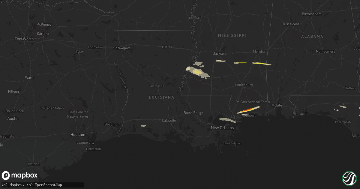 Hail map in Louisiana on March 12, 2023