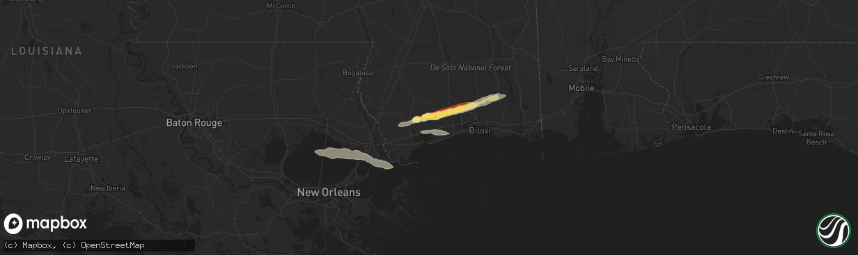 Hail map in Pass Christian, MS on March 12, 2023