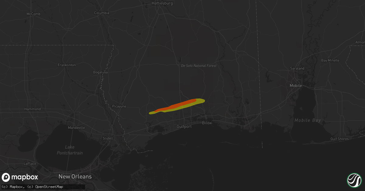 Hail map in Saucier, MS on March 12, 2023