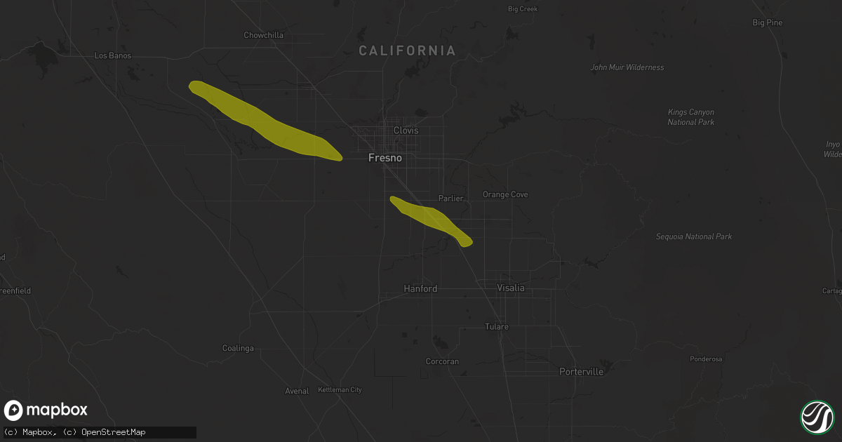 Hail map in Selma, CA on March 12, 2023