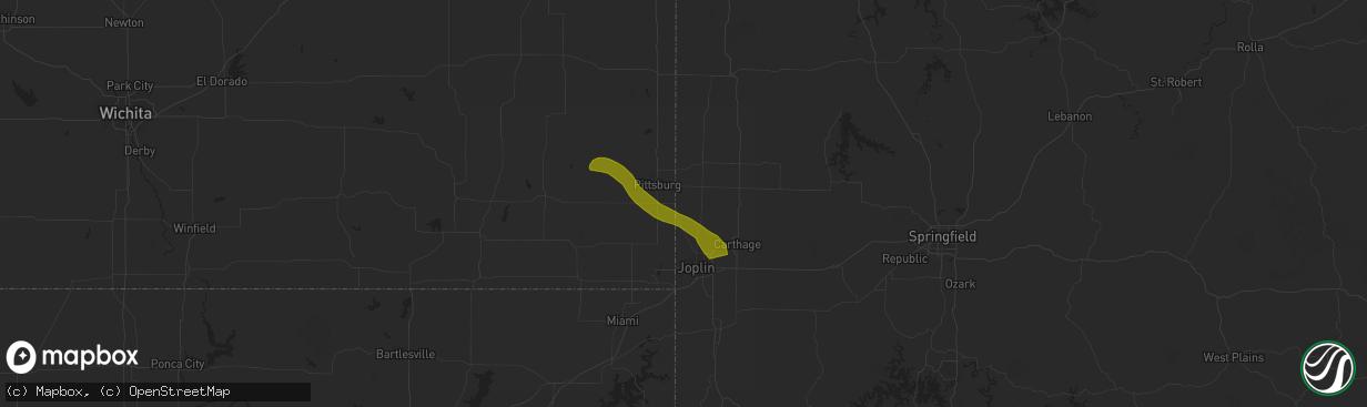 Hail map in Asbury, MO on March 12, 2024