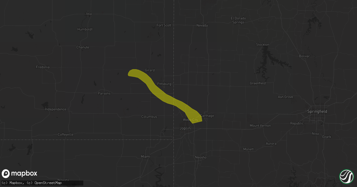 Hail map in Asbury, MO on March 12, 2024