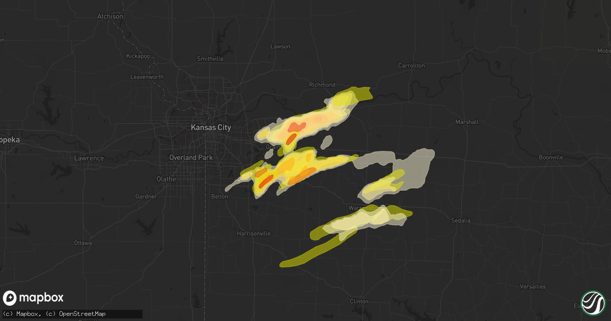 Hail map in Bates City, MO on March 12, 2024