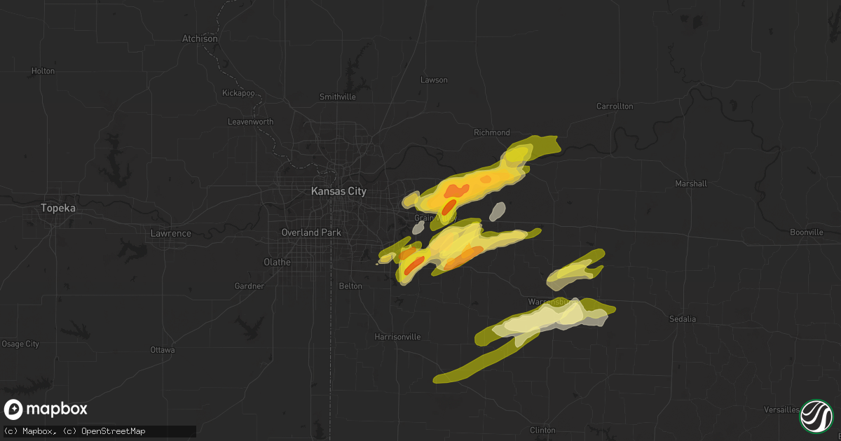 Hail map in Blue Springs, MO on March 12, 2024