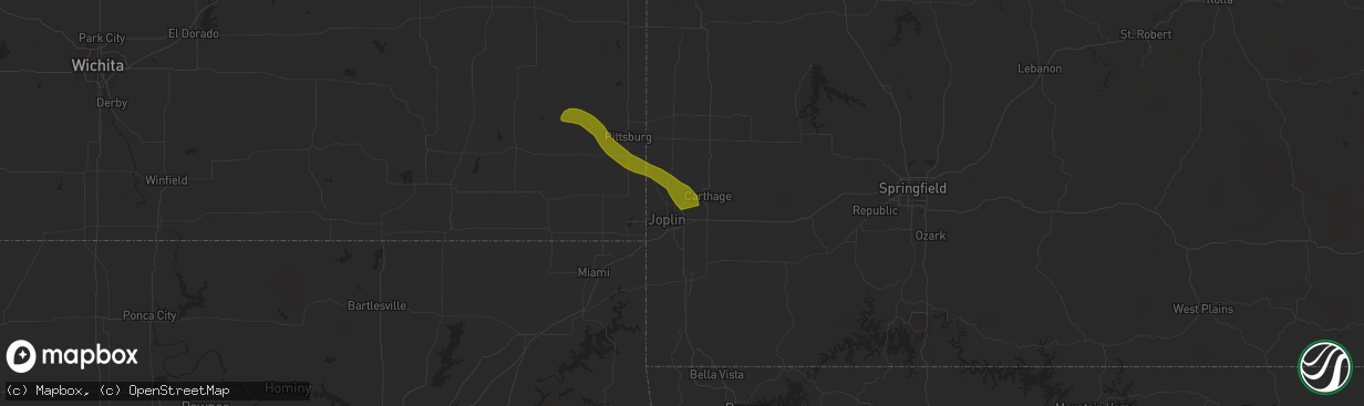 Hail map in Carterville, MO on March 12, 2024