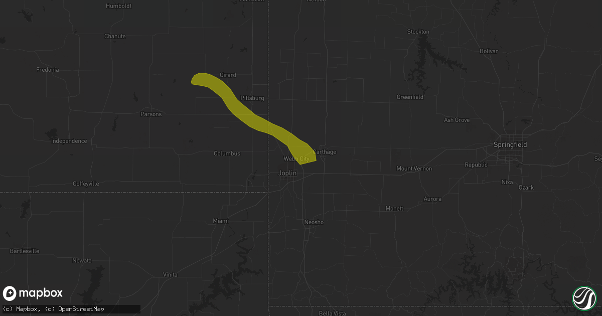 Hail map in Carterville, MO on March 12, 2024