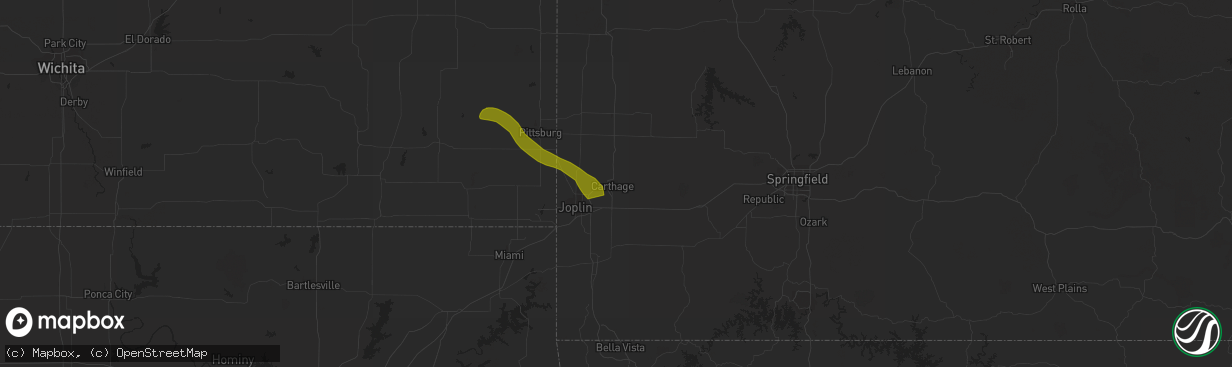 Hail map in Carthage, MO on March 12, 2024