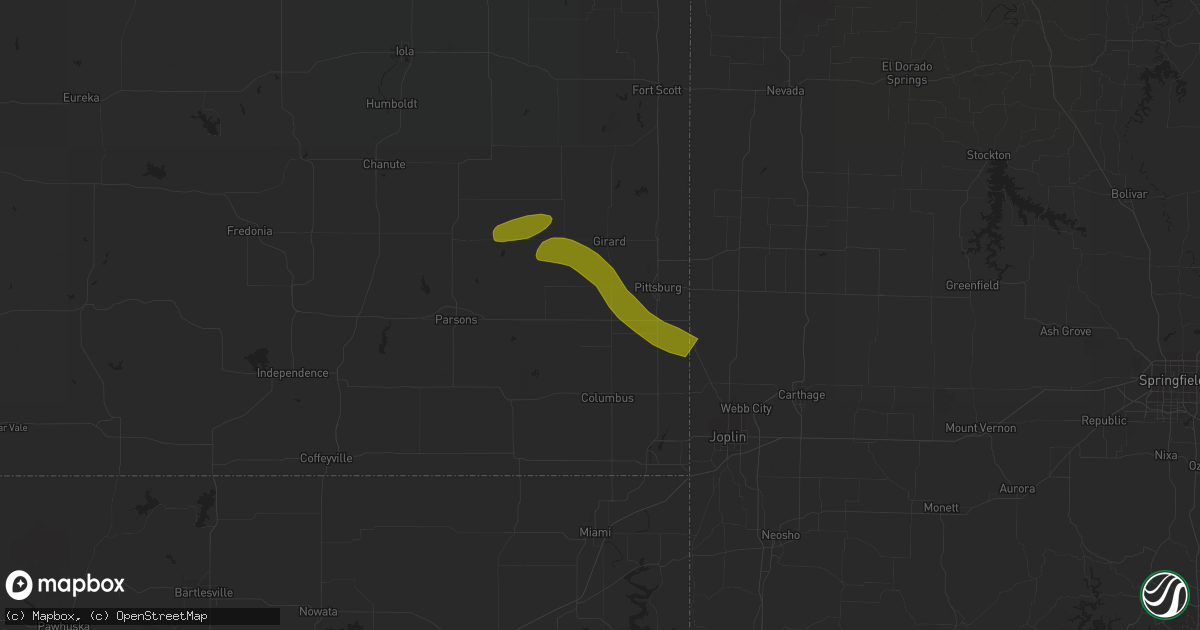 Hail map in Cherokee, KS on March 12, 2024