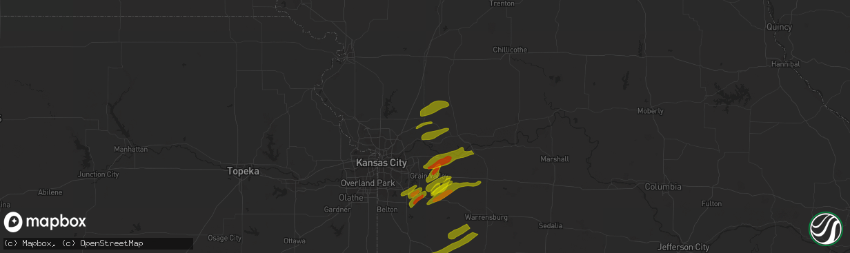 Hail map in Excelsior Springs, MO on March 12, 2024