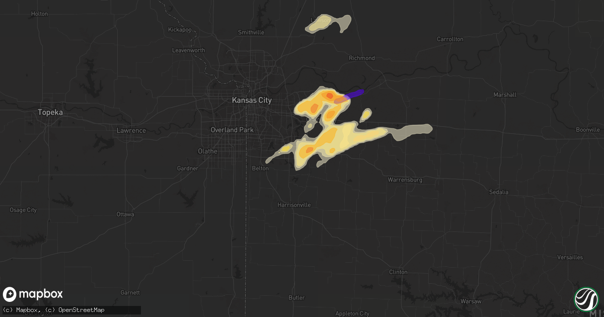 Hail map in Greenwood, MO on March 12, 2024
