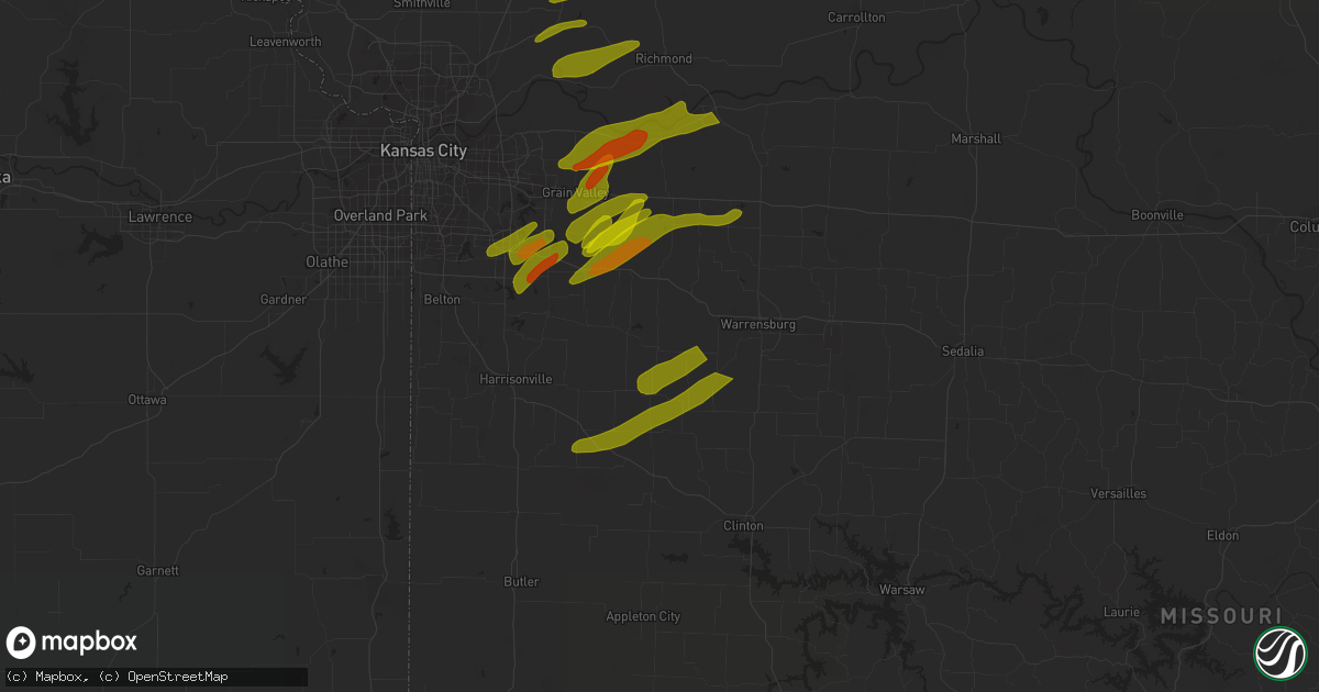Hail map in Holden, MO on March 12, 2024
