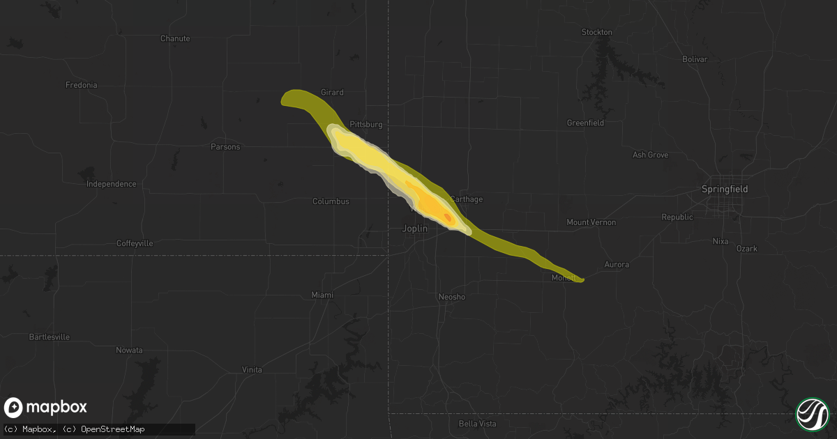 Hail map in Joplin, MO on March 12, 2024