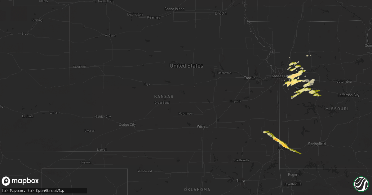 Hail map in Kansas on March 12, 2024