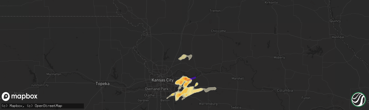 Hail map in Lawson, MO on March 12, 2024