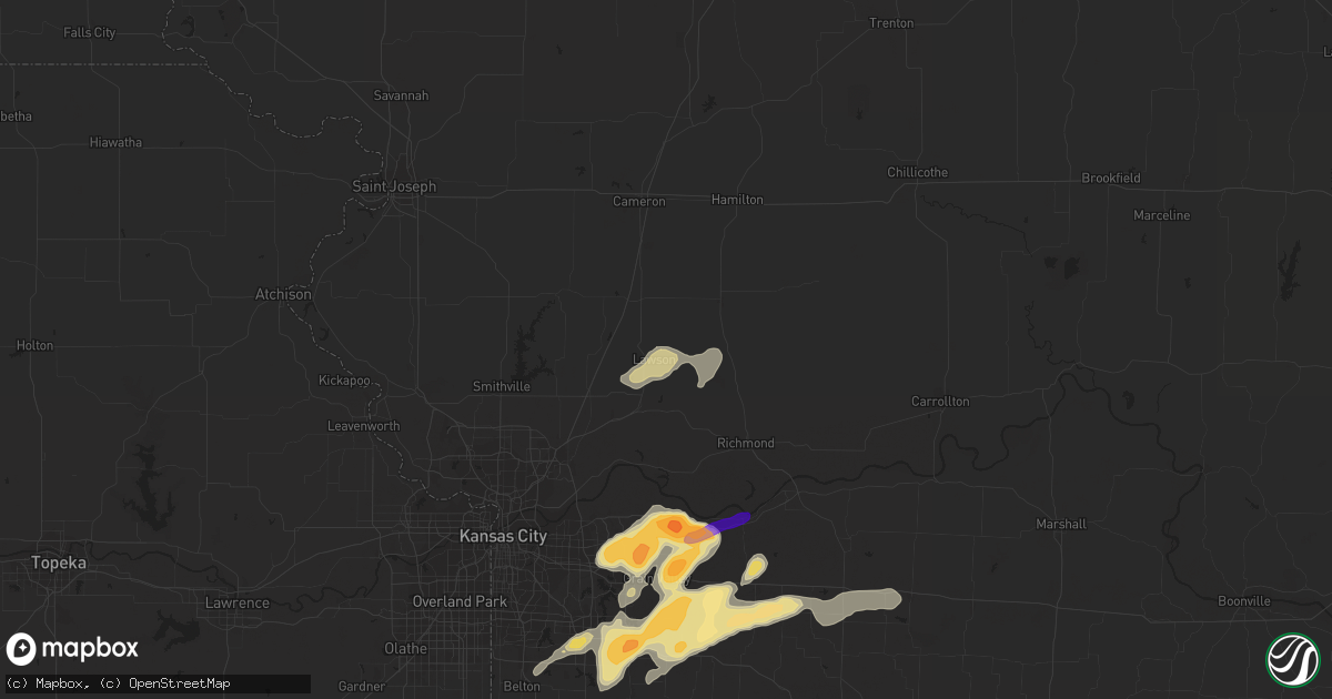 Hail map in Lawson, MO on March 12, 2024