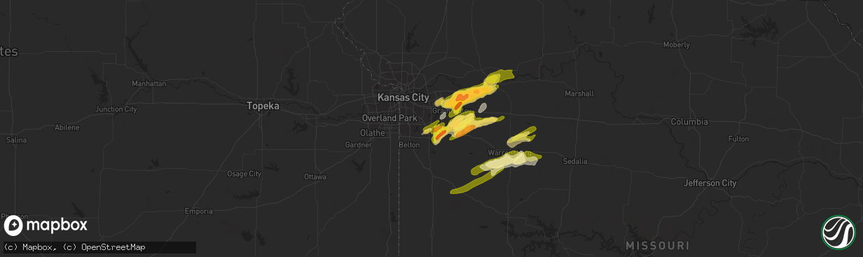 Hail map in Lees Summit, MO on March 12, 2024