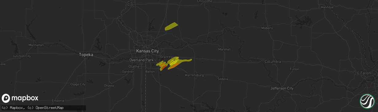 Hail map in Mayview, MO on March 12, 2024