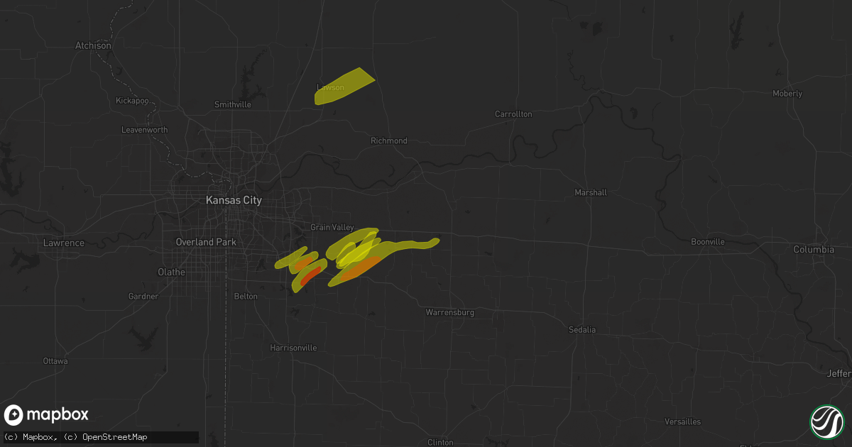 Hail map in Mayview, MO on March 12, 2024