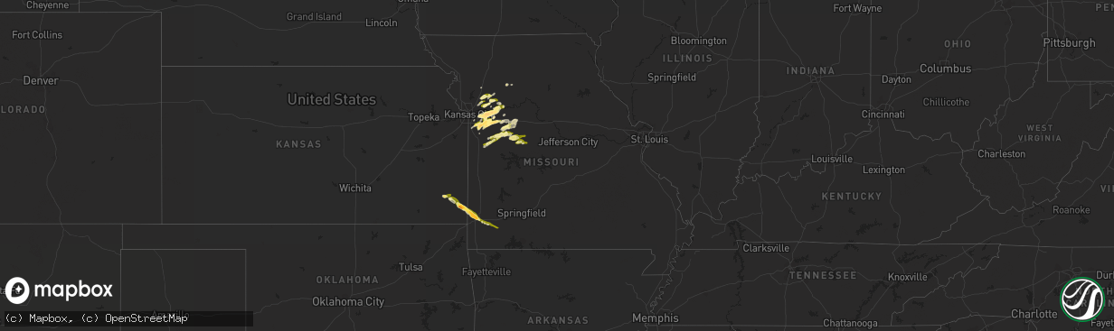 Hail map in Missouri on March 12, 2024