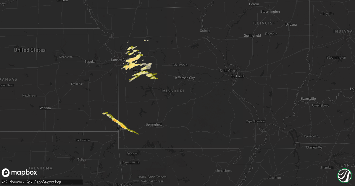 Hail map in Missouri on March 12, 2024