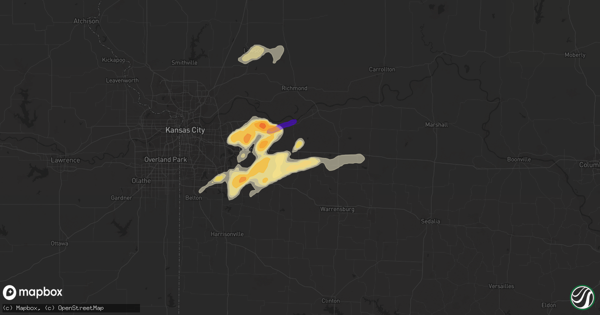 Hail map in Odessa, MO on March 12, 2024